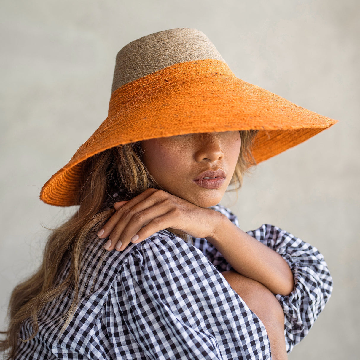 Jute Handwoven Straw Hat In Pumpkin Orange - Sumiye Co