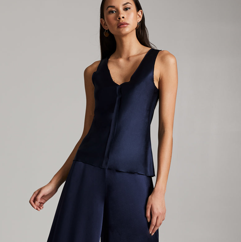 Silk Raw Edge Tank - Sumiye Co