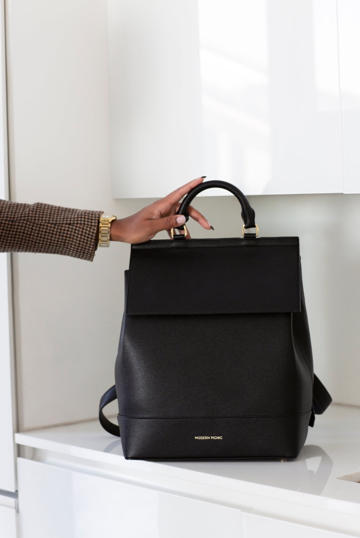 The Backpack - Black Croc | Designer Lunch Bags & Totes - Sumiye Co