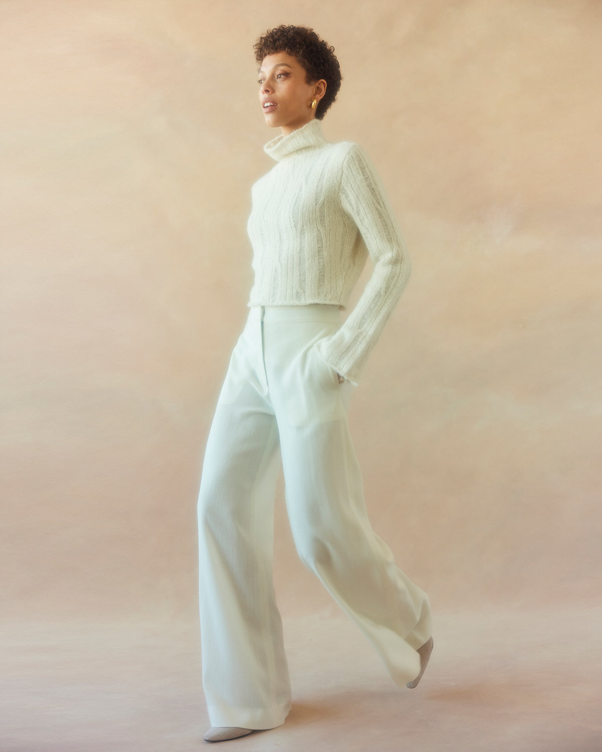 Ribbed Cropped Sweater - Sumiye Co