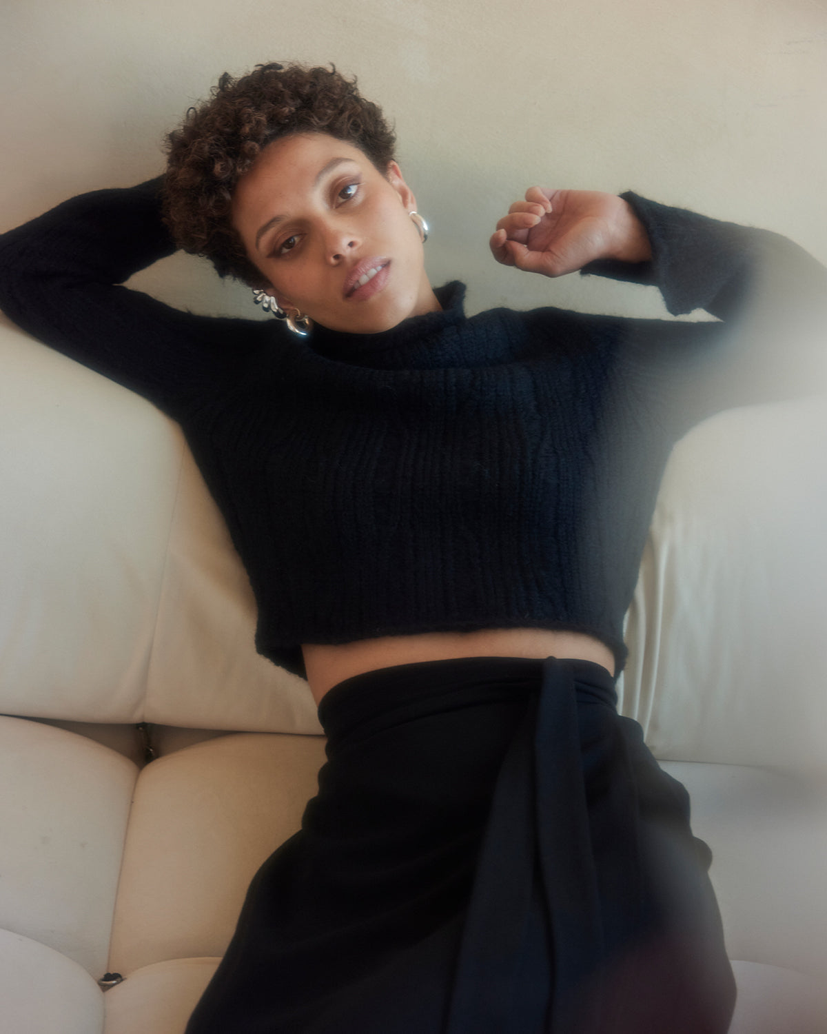 Ribbed Cropped Sweater - Sumiye Co