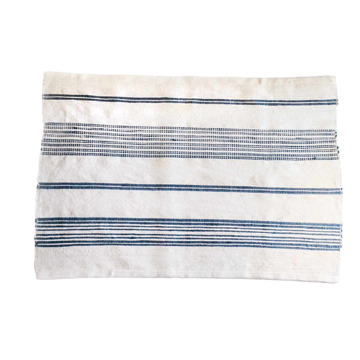Aden Bath Mat 24" x 36" - Natural / Navy Hand-Spun Cotton - Sumiye Co