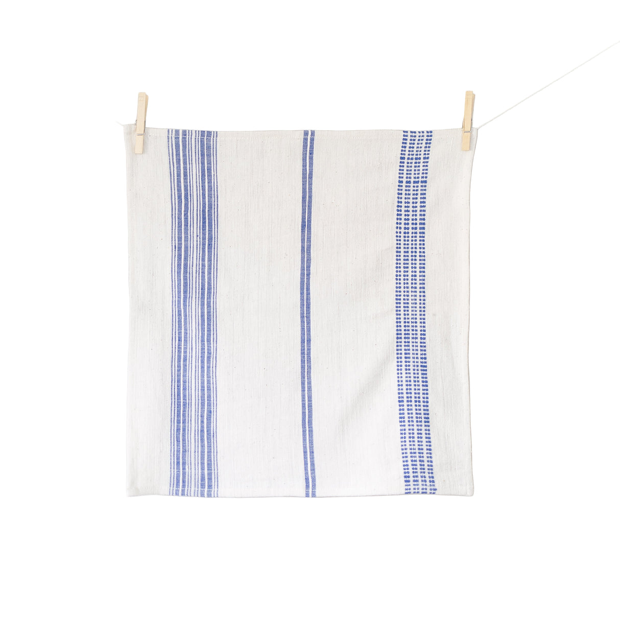 Aden Cloth Napkins - Natural / Blue Hand-Spun Cotton- Set of 4 - Sumiye Co