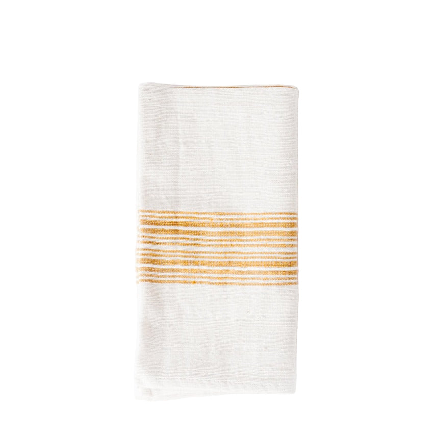 Aden Cloth Napkins - Natural / Gold Hand-Spun Cotton- Set of 4 - Sumiye Co