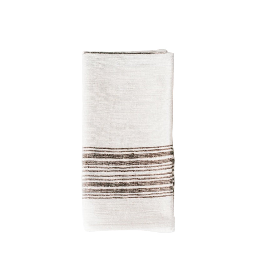 Aden Cloth Napkins - Natural / Grey Hand-Spun Cotton - Set of 4 - Sumiye Co