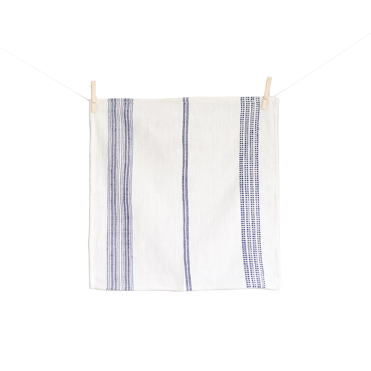 Aden Cloth Napkins - Natural / Navy Hand-Spun Cotton - Set of 4 - Sumiye Co