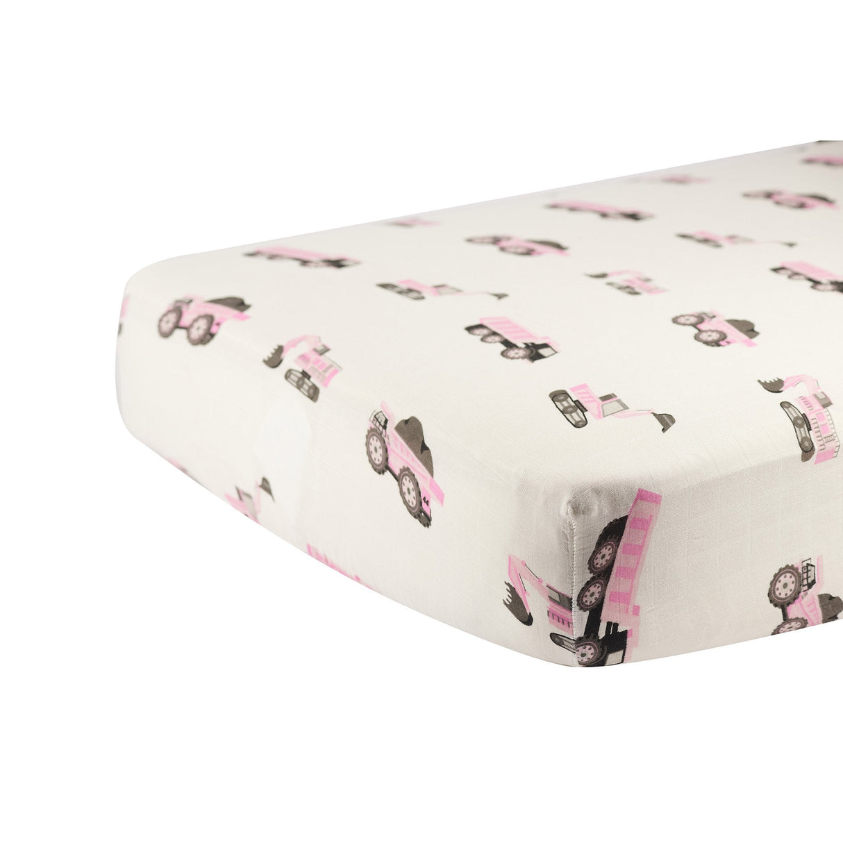 Pink Digger Bamboo Crib Sheet-2