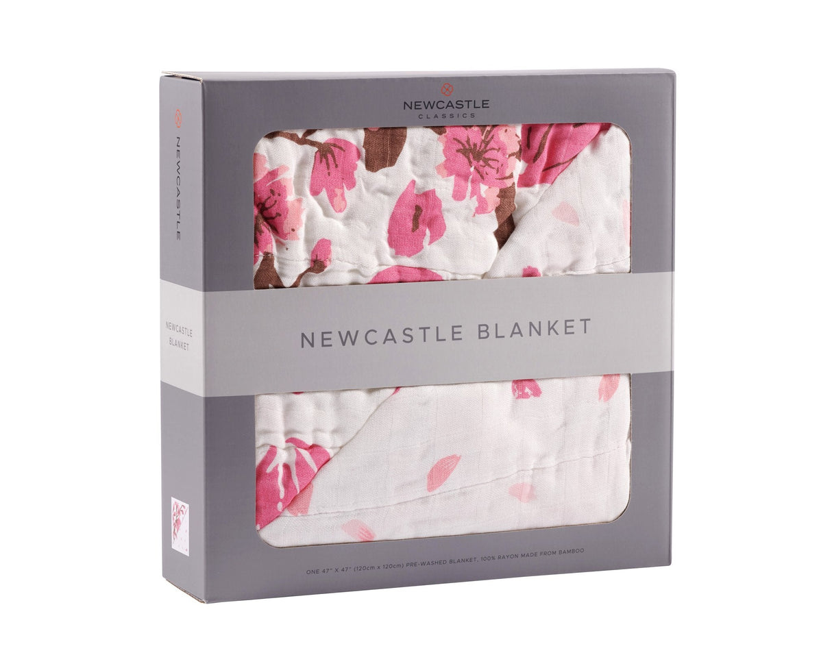 Cherry Blossom Bamboo Muslin Newcastle Blanket-3