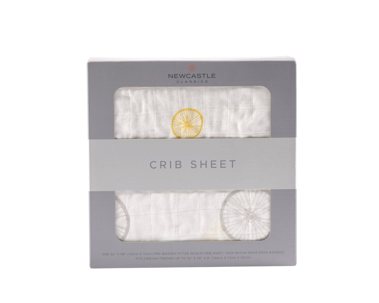 Vintage Wheel Bamboo Muslin Crib Sheet-0
