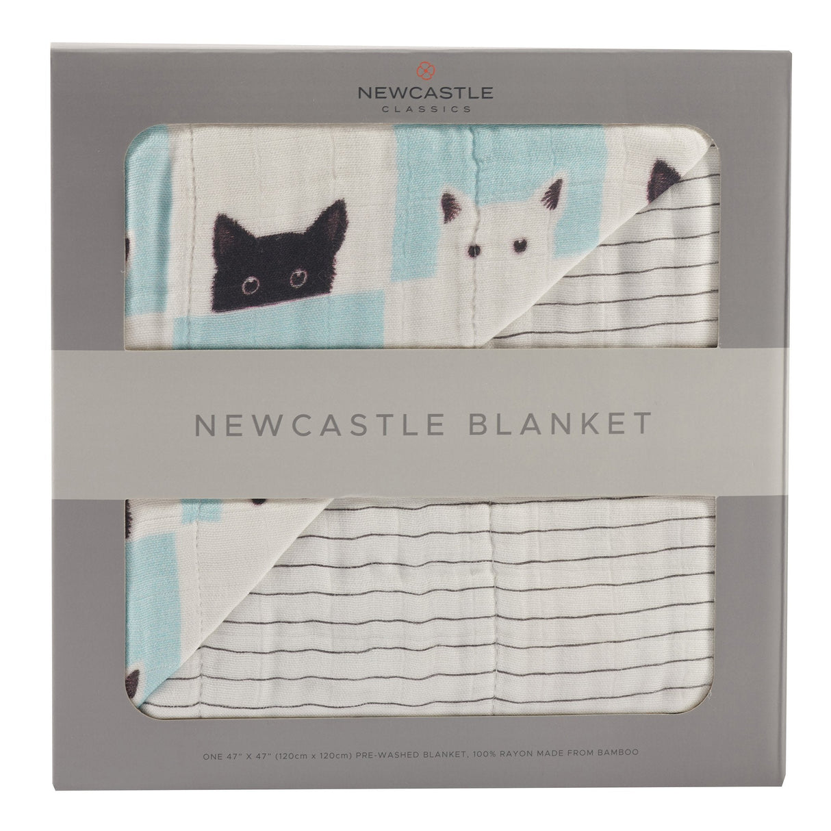 Peek-A-Boo Cats and Pencil Stripe Bamboo Muslin Newcastle Blanket-0