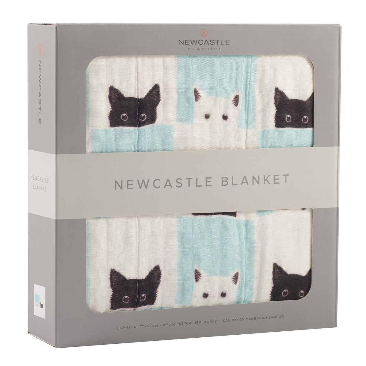 Peek-A-Boo Cats and White Bamboo Muslin Newcastle Blanket-1