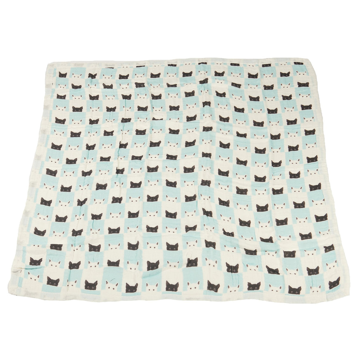 Peek-A-Boo Cats and White Bamboo Muslin Newcastle Blanket-2