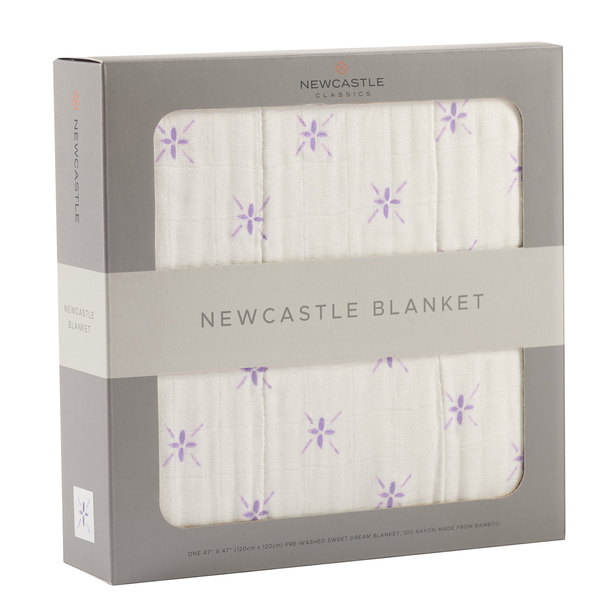 Lavender Flower and White Bamboo Muslin Newcastle Blanket-1