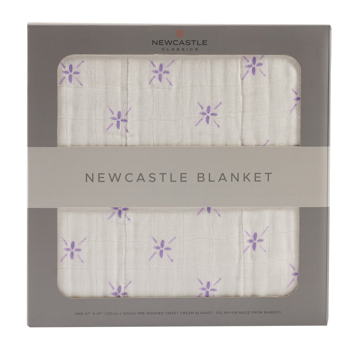Lavender Flower and White Bamboo Muslin Newcastle Blanket-0