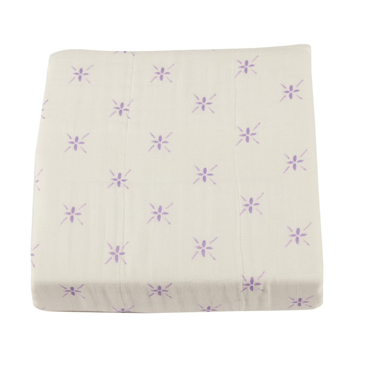 Lavender Flower and White Bamboo Muslin Newcastle Blanket-4