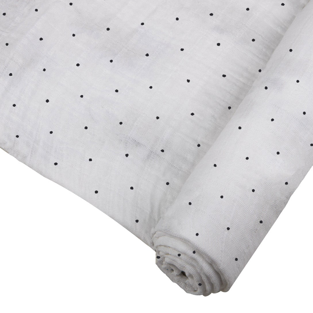 Black and White Polka Dot Bamboo Swaddle - Sumiye Co
