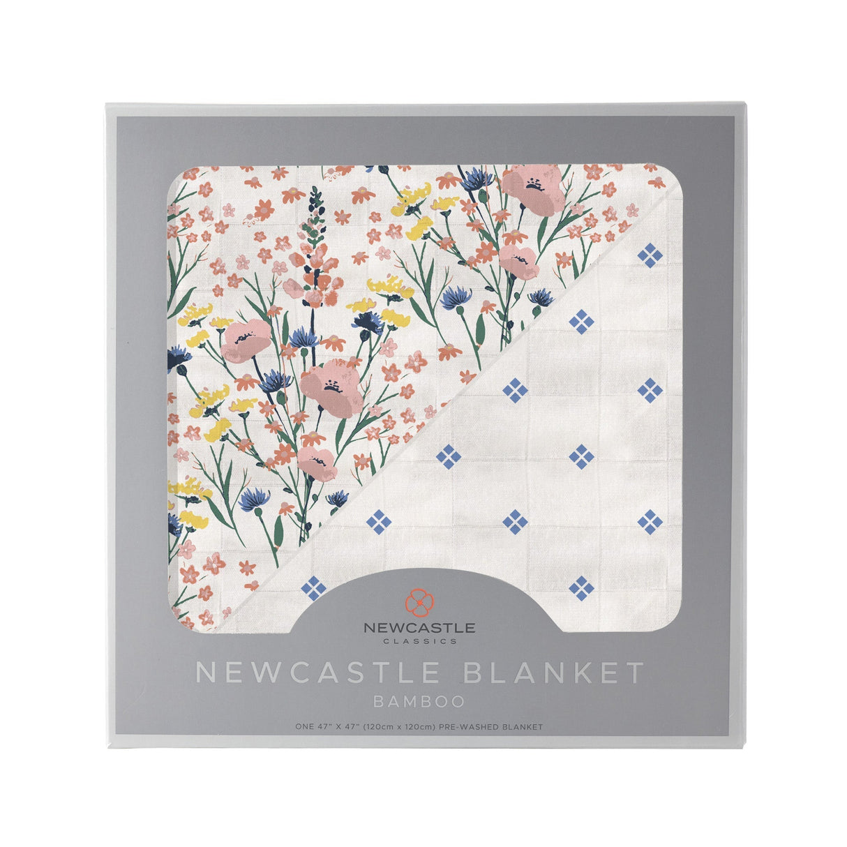 Wildflowers and Periwinkle Diamond Polka Dot Bamboo Newcastle Blanket-0