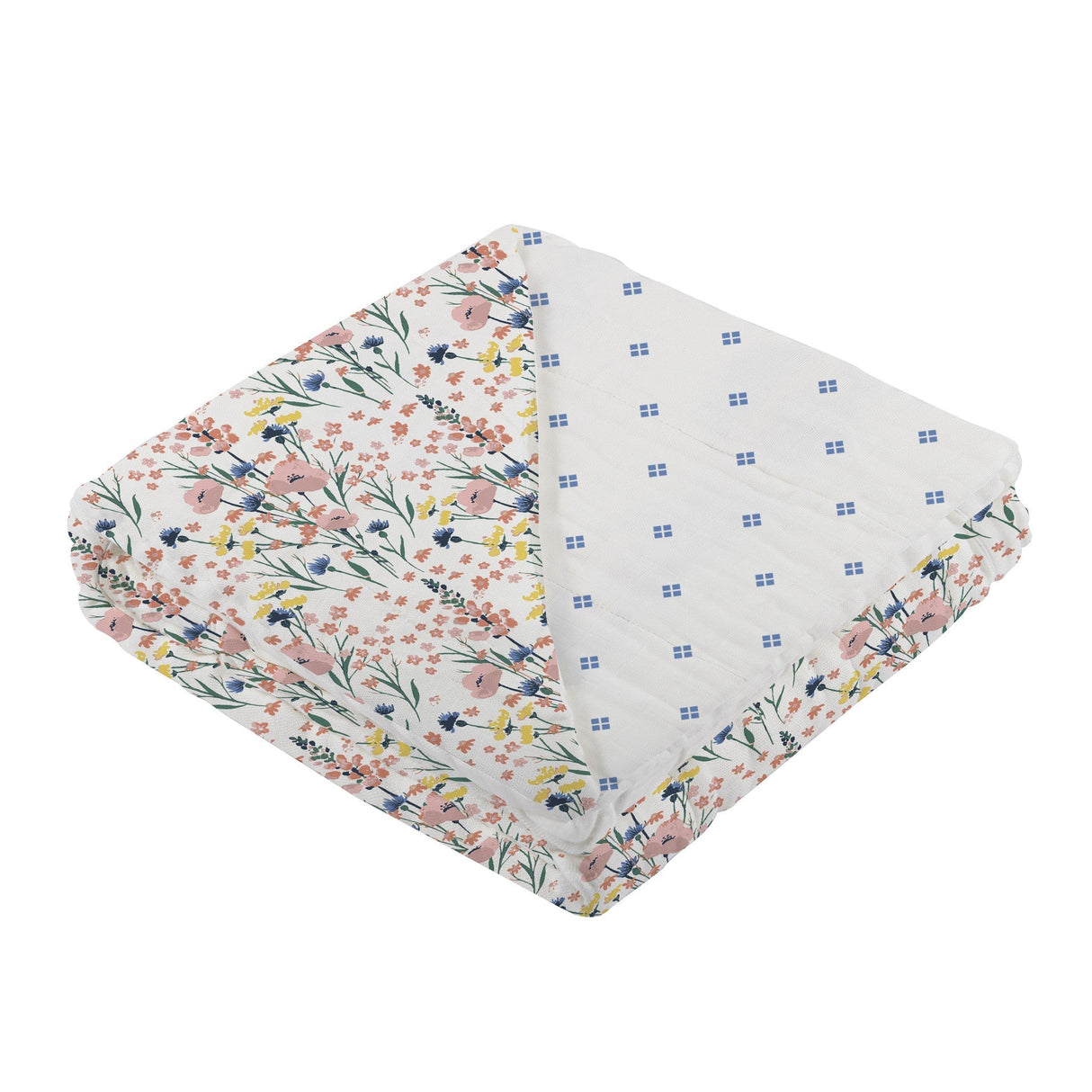 Wildflowers and Periwinkle Diamond Polka Dot Bamboo Newcastle Blanket-2