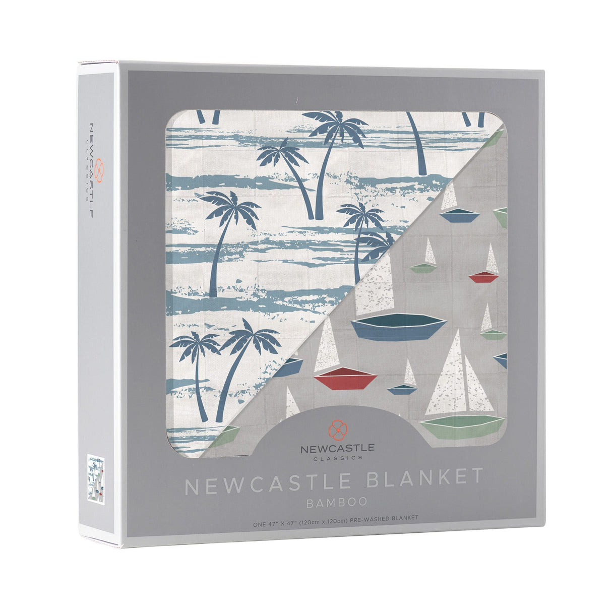 Ocean Palm Trees and Marina Sailboats Bamboo Newcastle Blanket-1