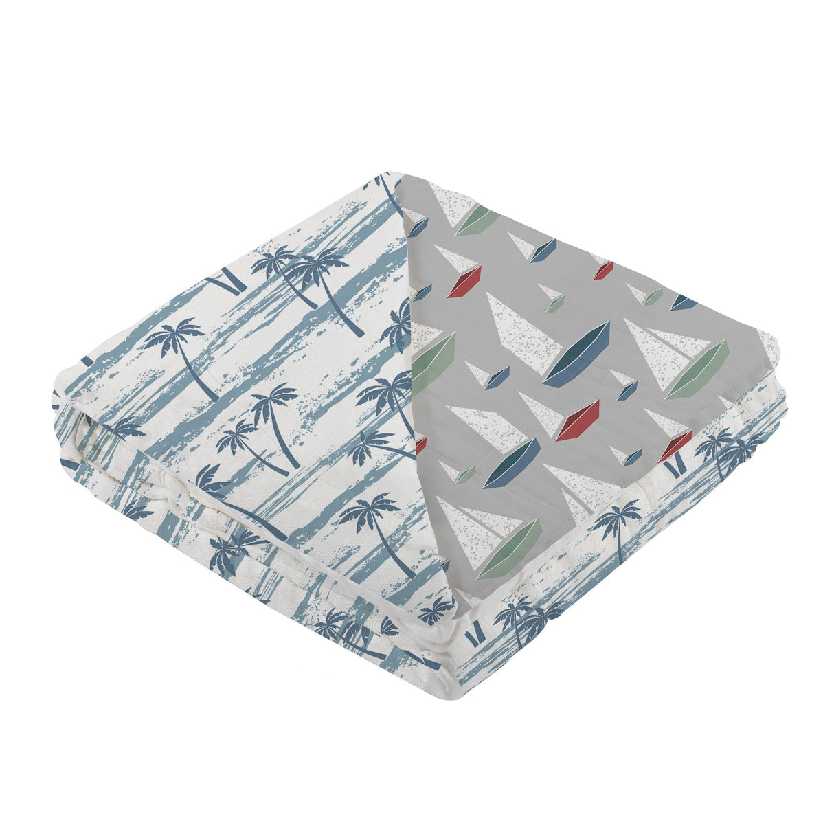 Ocean Palm Trees and Marina Sailboats Bamboo Newcastle Blanket-3