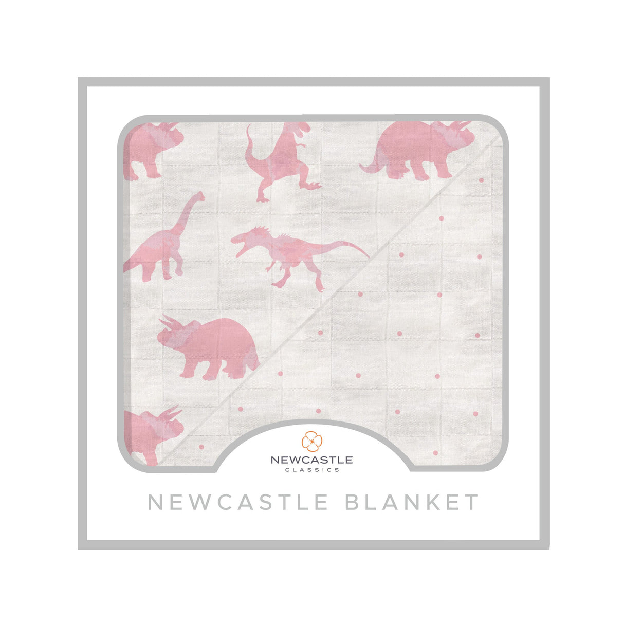 Pink Dinosaurs & Pink Polka Dot Bamboo Newcastle Blanket-0