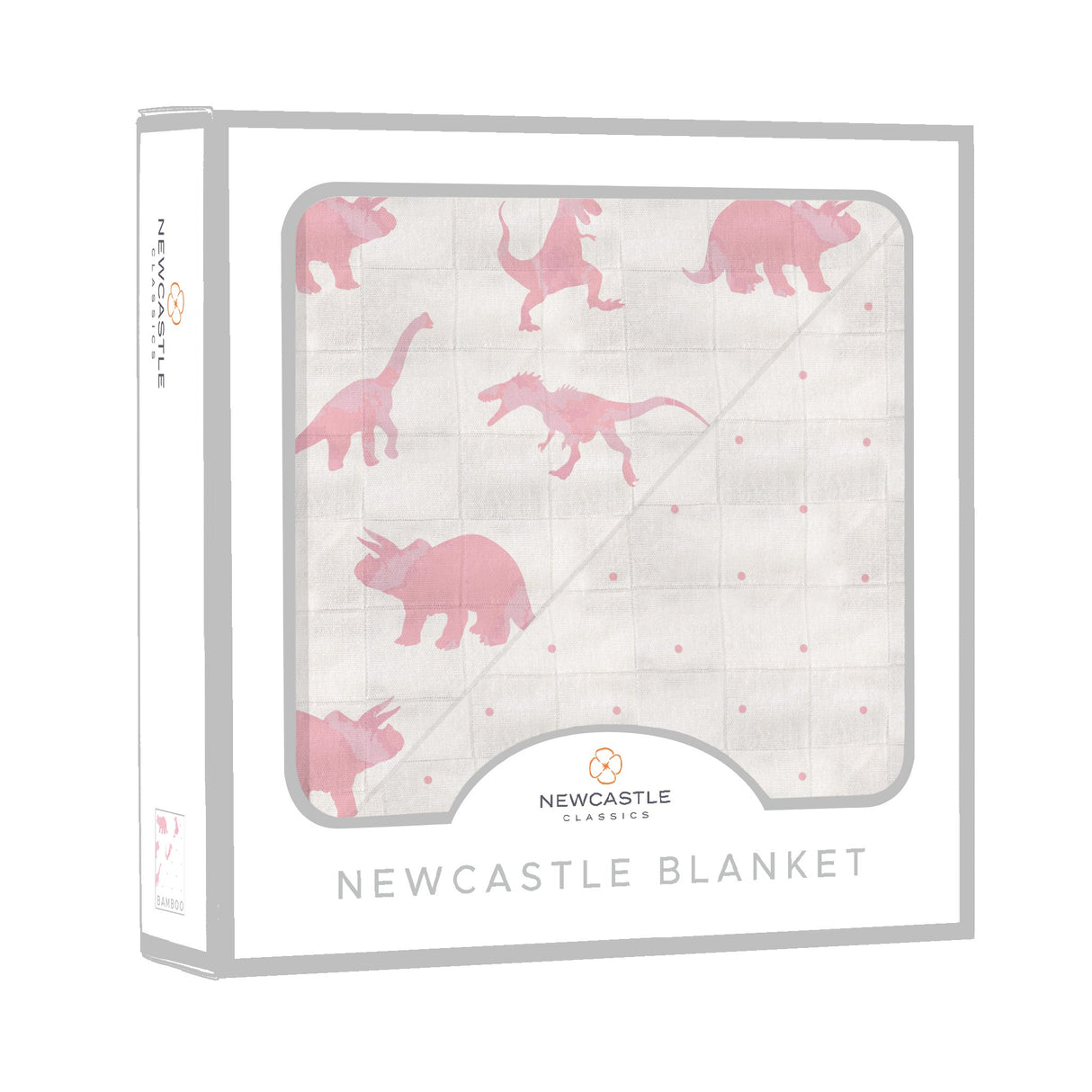 Pink Dinosaurs & Pink Polka Dot Bamboo Newcastle Blanket-1