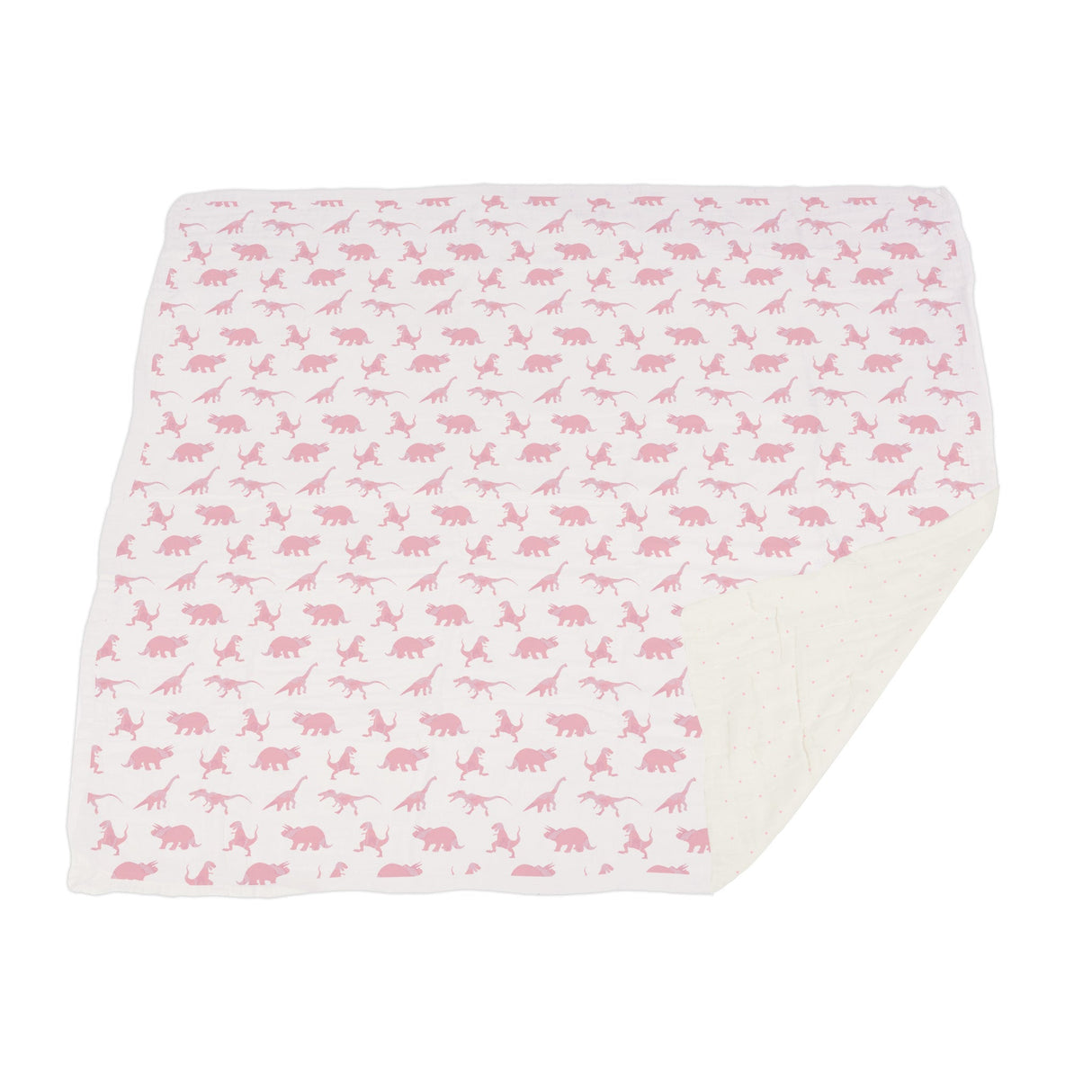 Pink Dinosaurs & Pink Polka Dot Bamboo Newcastle Blanket-3
