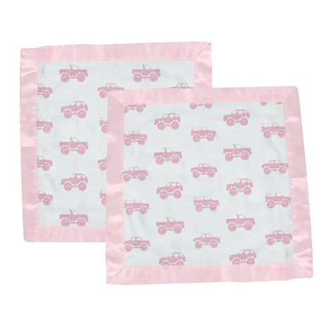 Pink Monster Trucks Bamboo Newcastle Blankie-1
