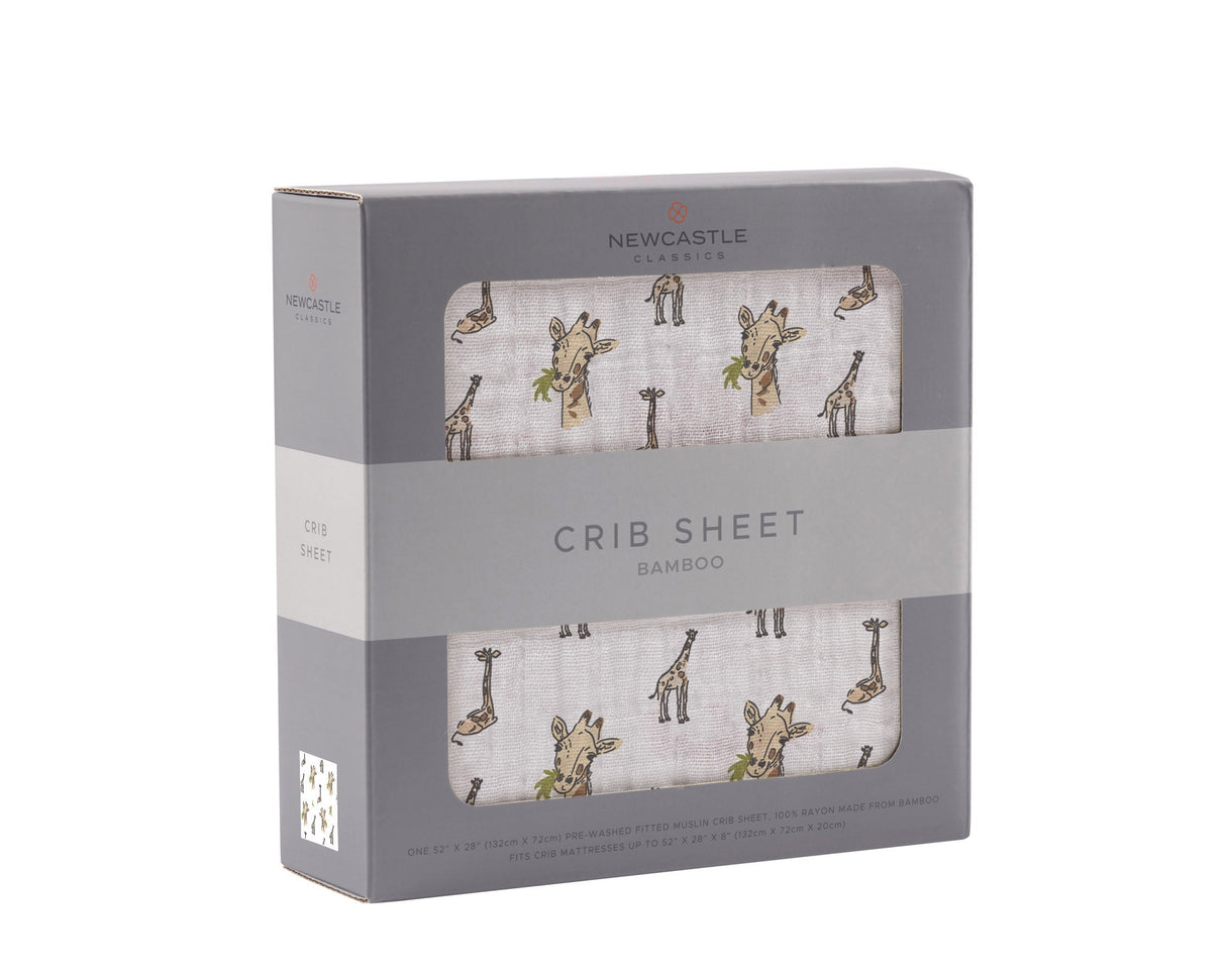 Hungry Giraffe Bamboo Muslin Crib Sheet-2