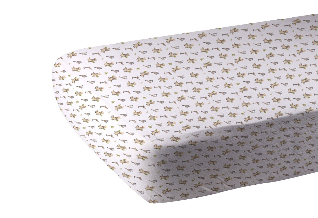 Hungry Giraffe Bamboo Muslin Crib Sheet-1