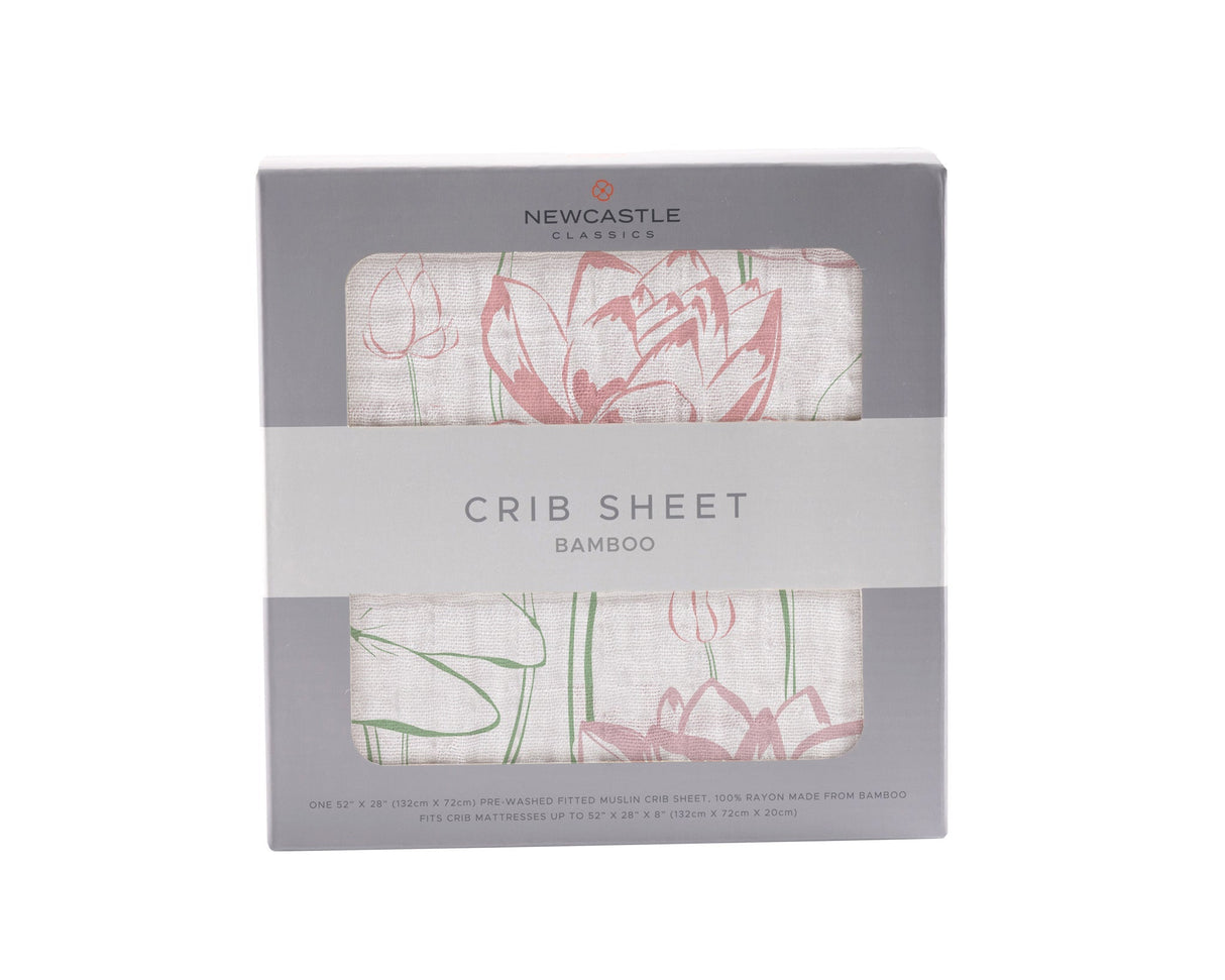 Water Lily Bamboo Muslin Crib Sheet-0