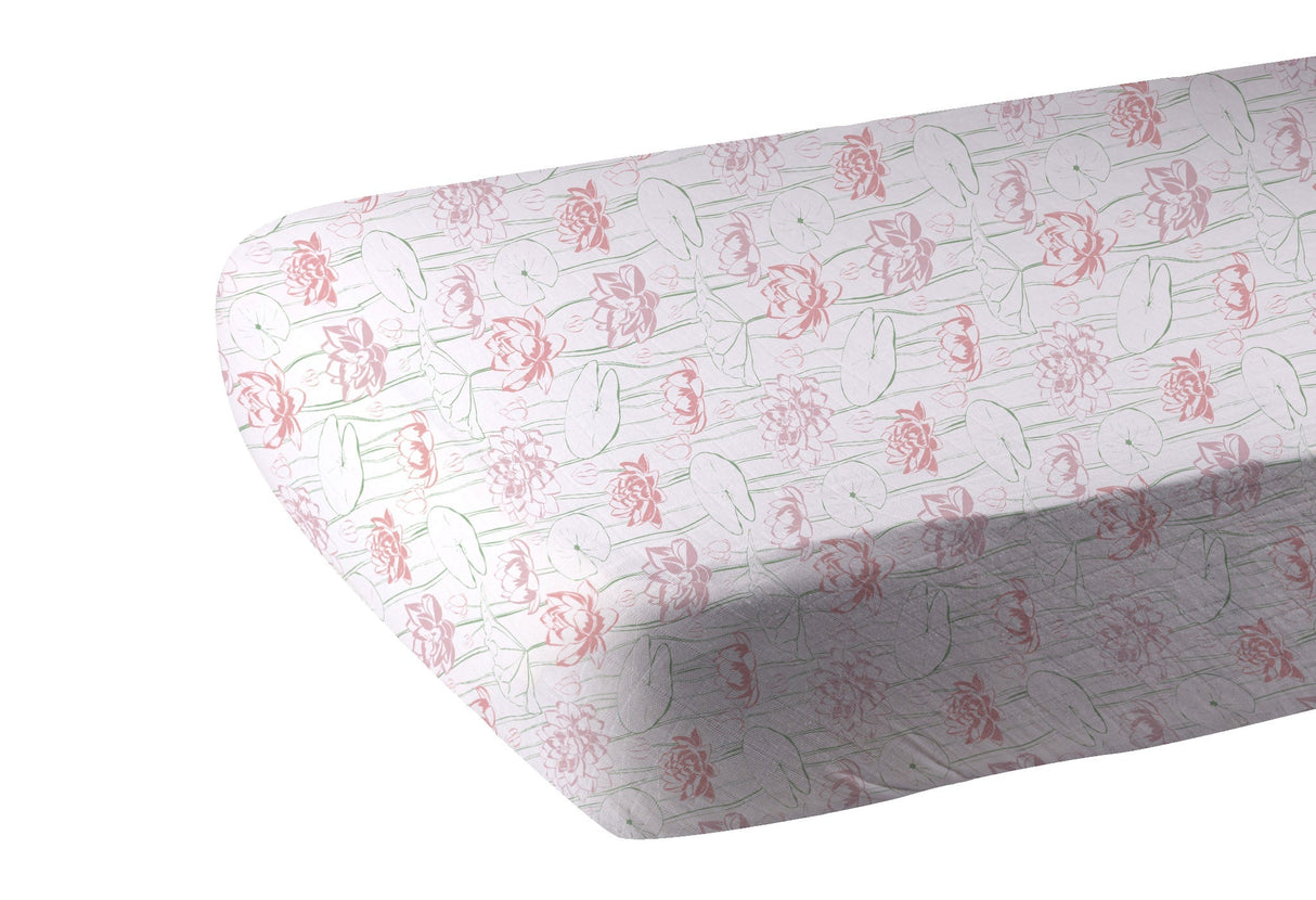 Water Lily Bamboo Muslin Crib Sheet-1
