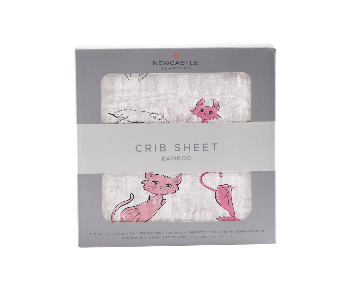 Playful Kitty Bamboo Muslin Crib Sheet-0