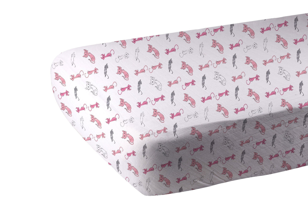 Playful Kitty Bamboo Muslin Crib Sheet-1
