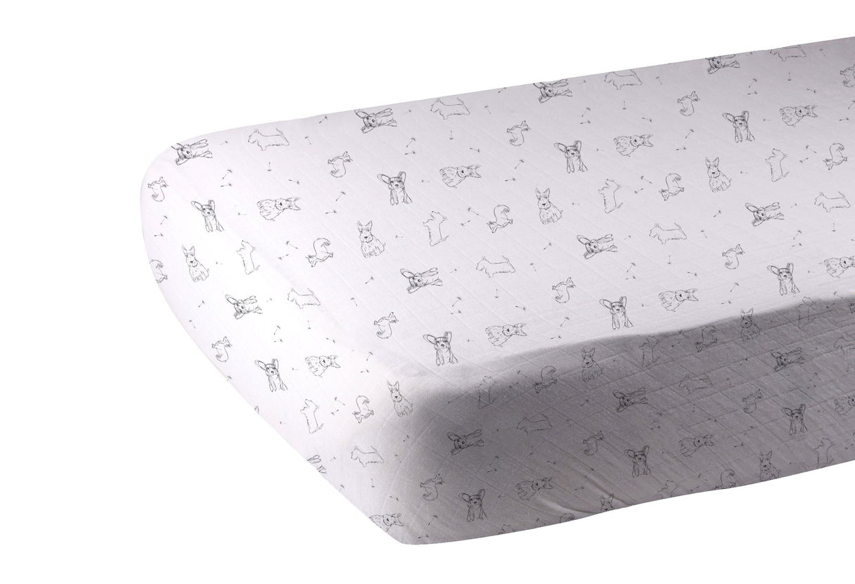 Corgi Bamboo Muslin Crib Sheet-1