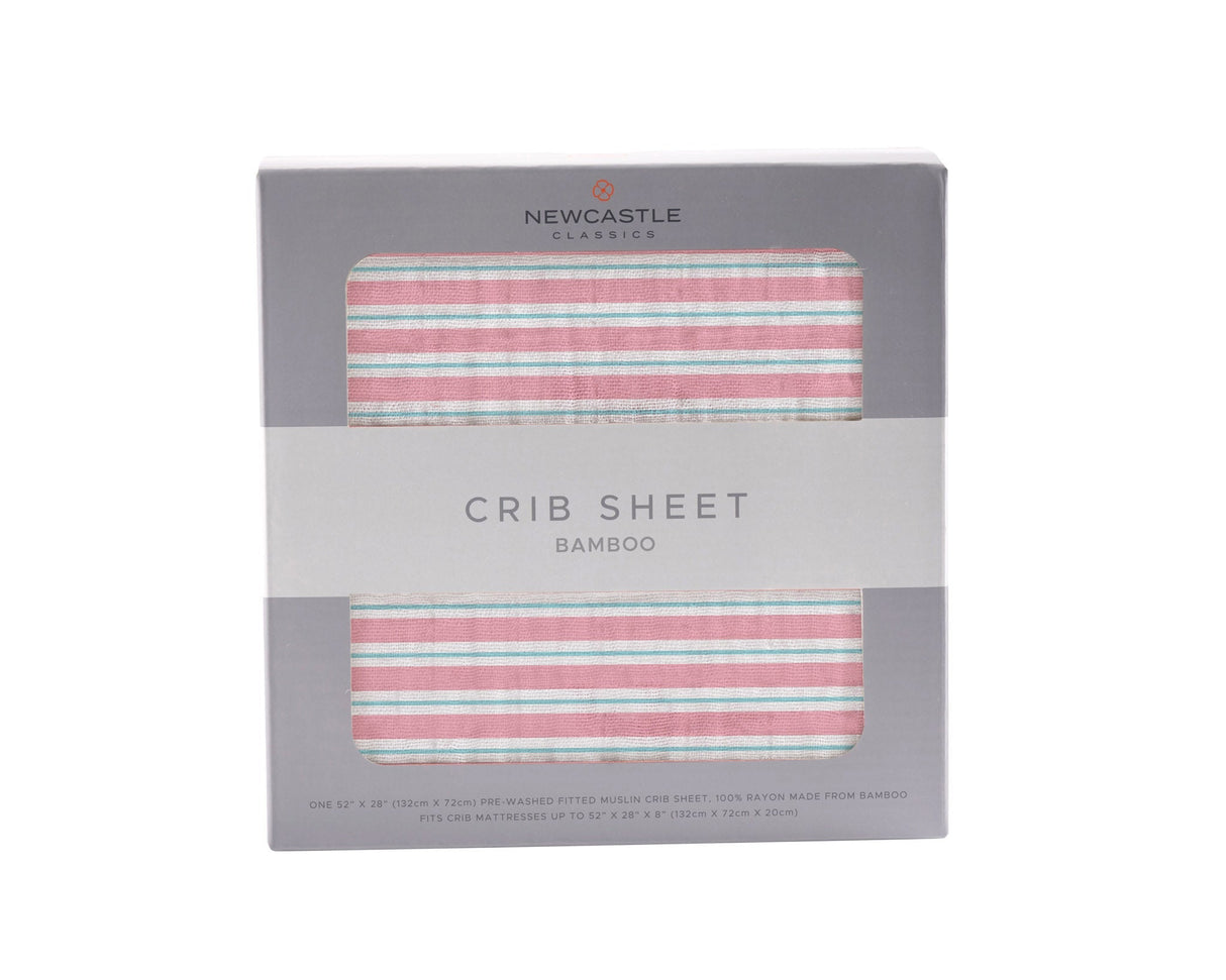Candy Stripe Bamboo Muslin Crib Sheet-0