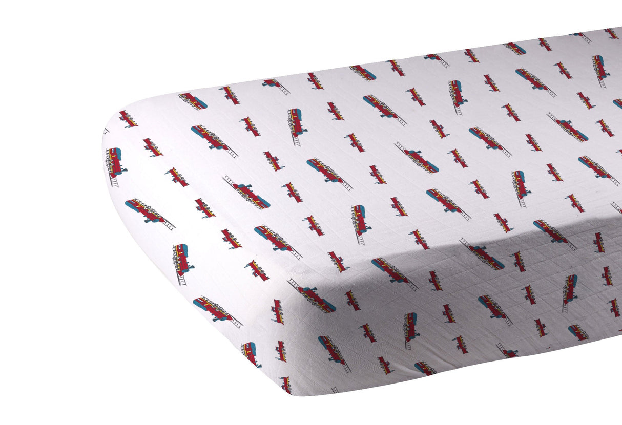 Vintage Steam Train Bamboo Crib Sheet-1