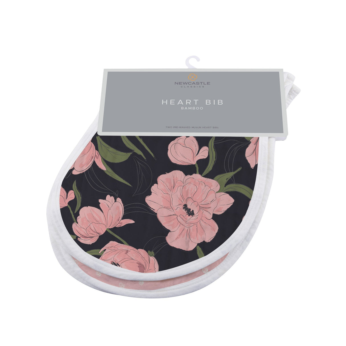 Heart Bib 2PK | Bamboo Muslin - London, Paris, New York -0