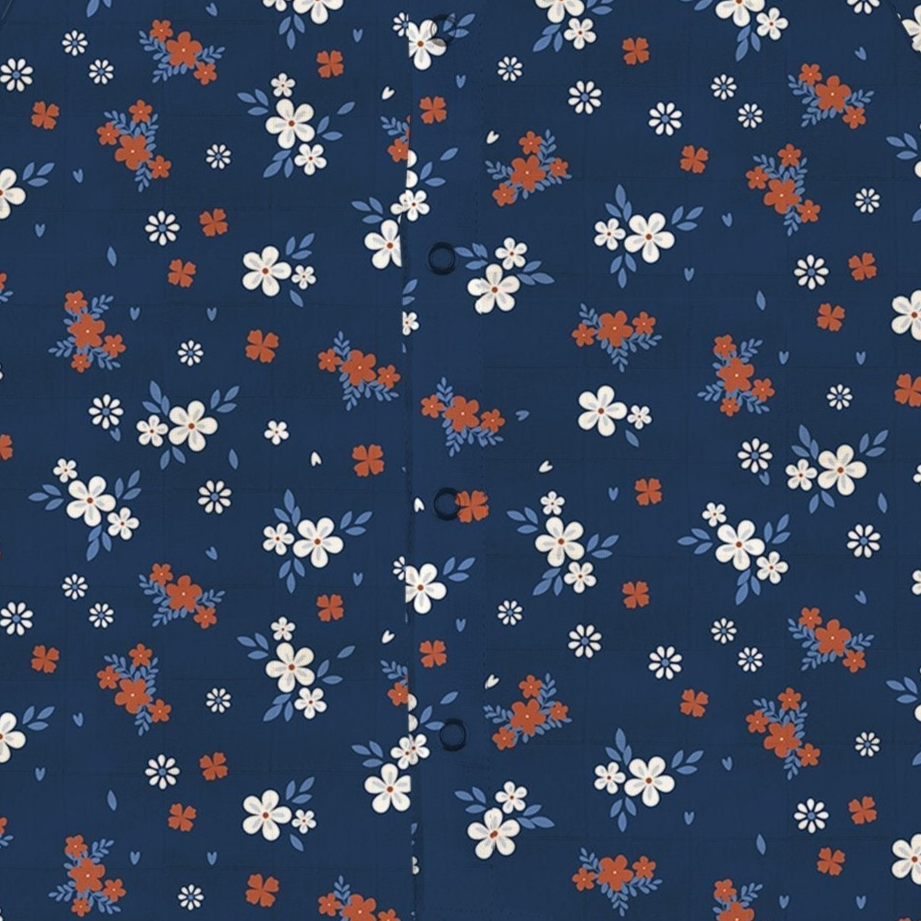 Baby Romper | Bamboo Muslin - Navy Floral - Sumiye Co
