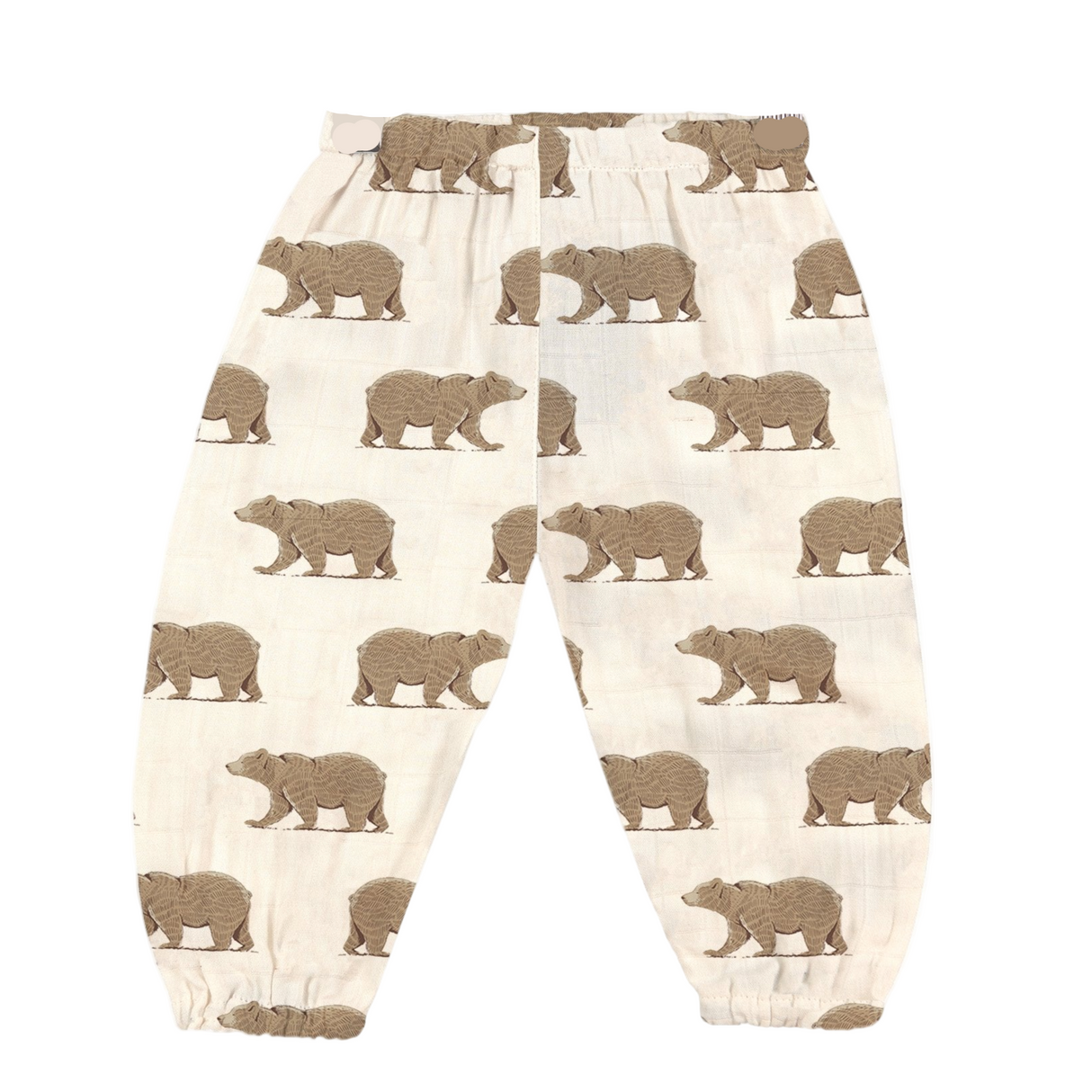 Baby pants with bear pattern on a white background
