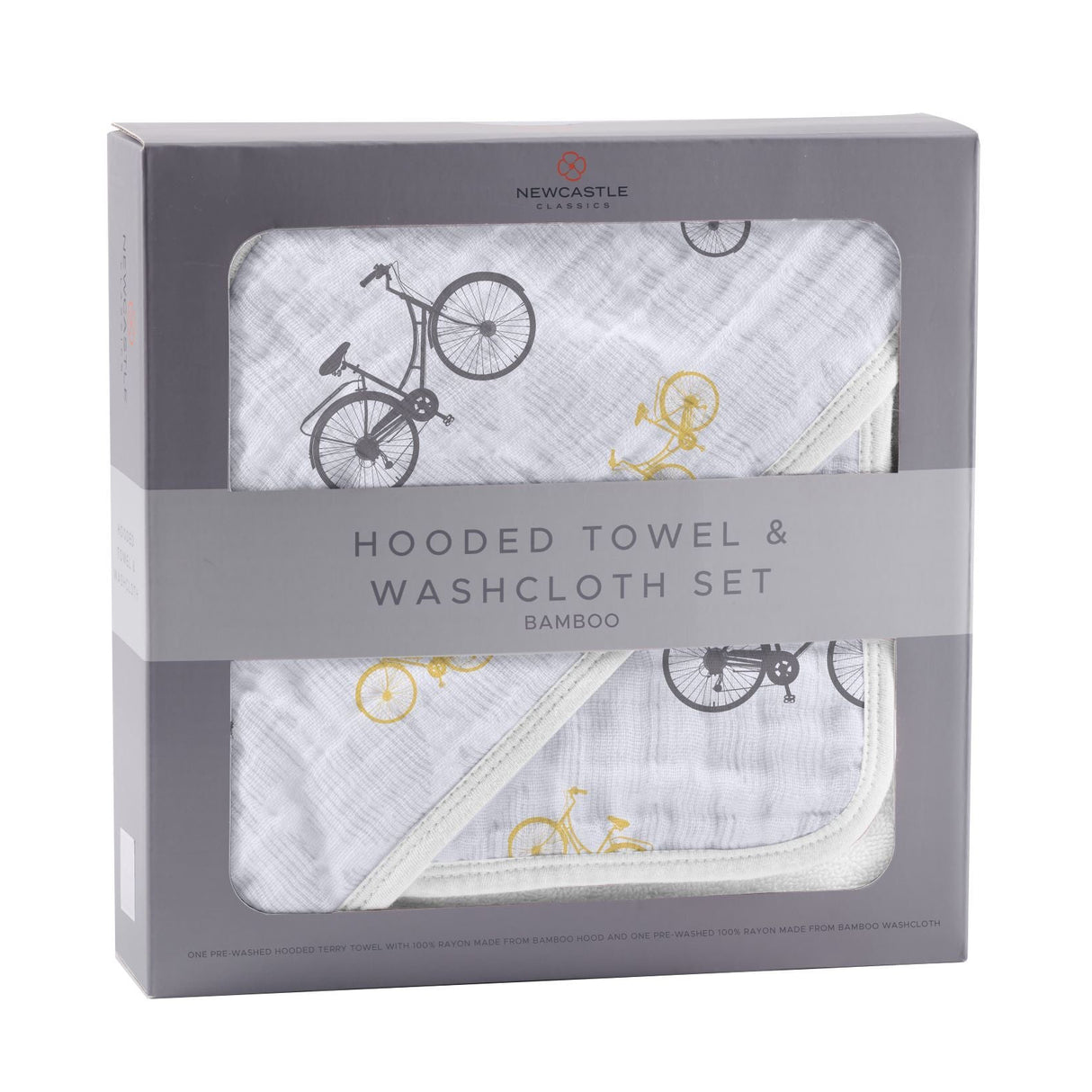 Vintage Bicycle Bamboo Muslin Hooded Towel and Washcloth Set-3