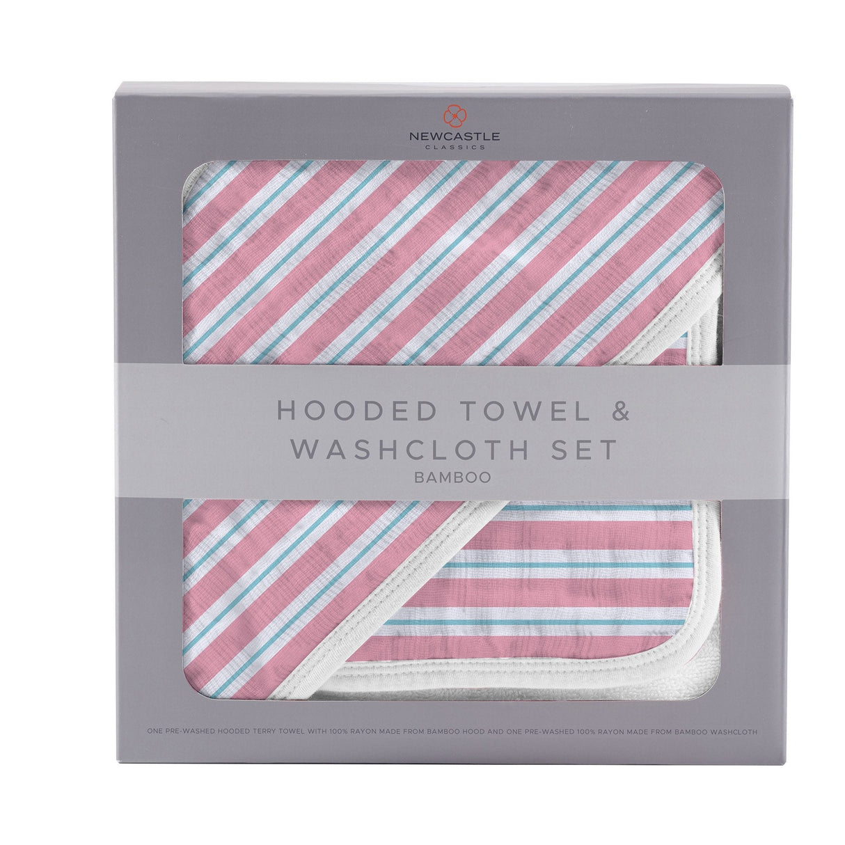 Candy Stripe Bamboo Hooded Towel and Washcloth Set-0