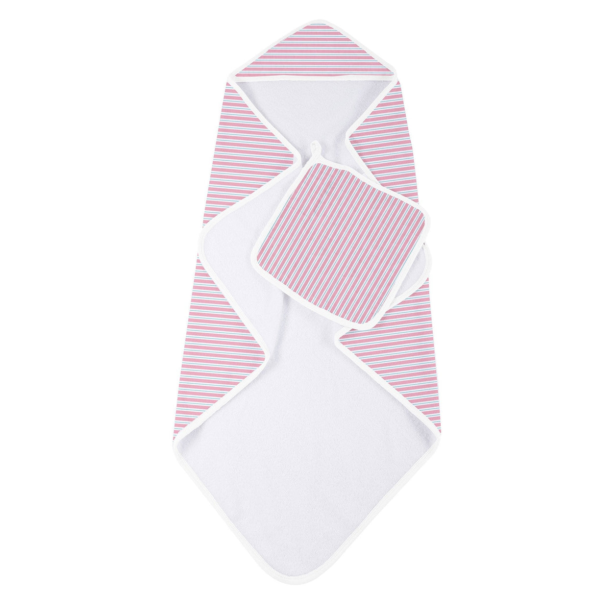 Candy Stripe Bamboo Hooded Towel and Washcloth Set-1