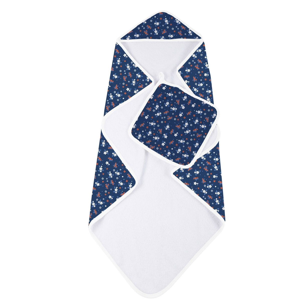 Serenity Floral Bamboo Hooded Towel and Washcloth Set-1