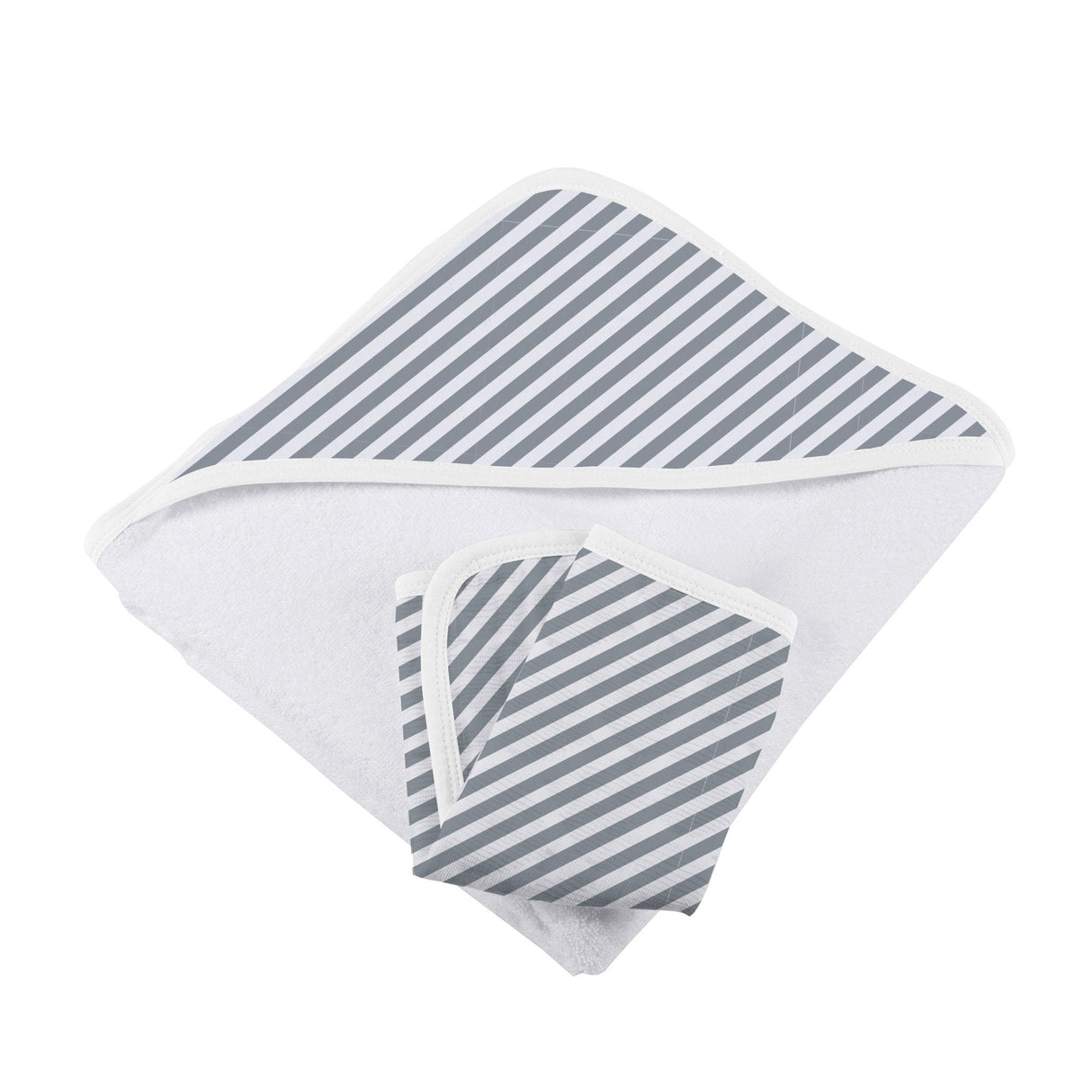 Finley Stripe Bamboo Hooded Towel and Washcloth Set-2