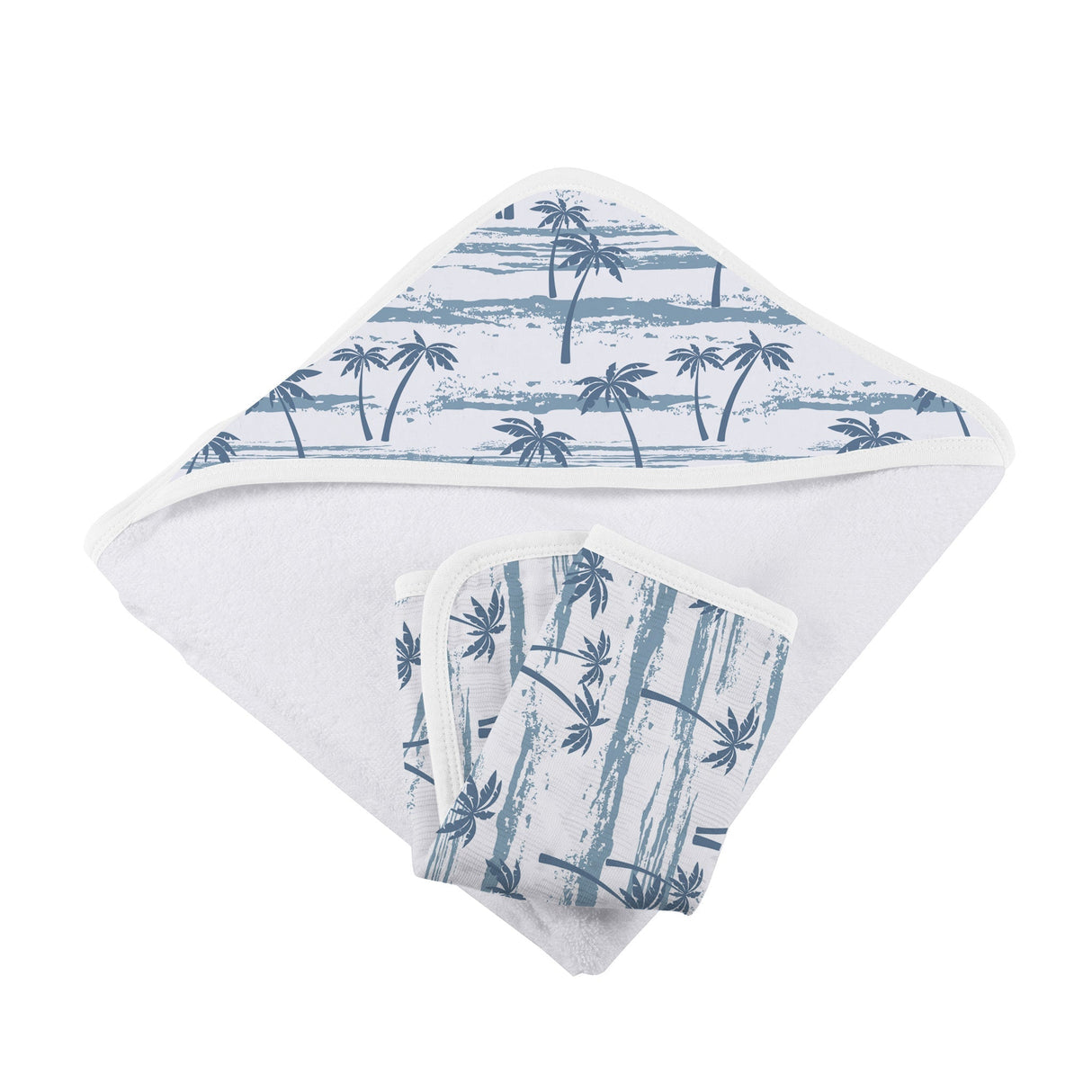 Ocean Palm Trees Bamboo Hooded Towel and Washcloth Set-2