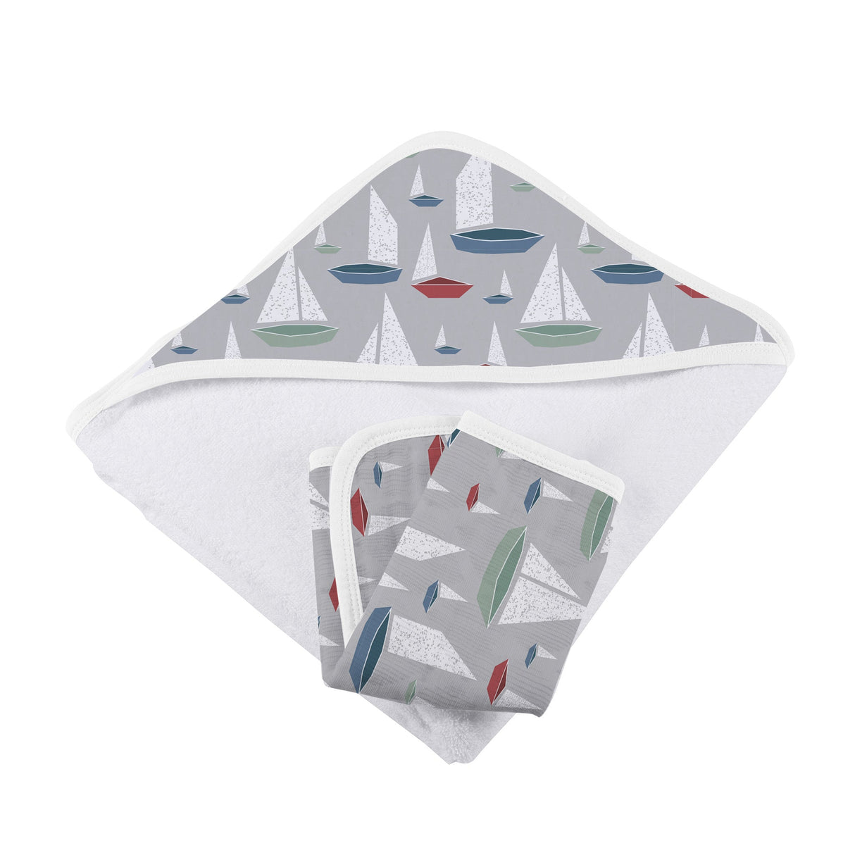 Marina Sailboats Bamboo Hooded Towel and Washcloth Set-2