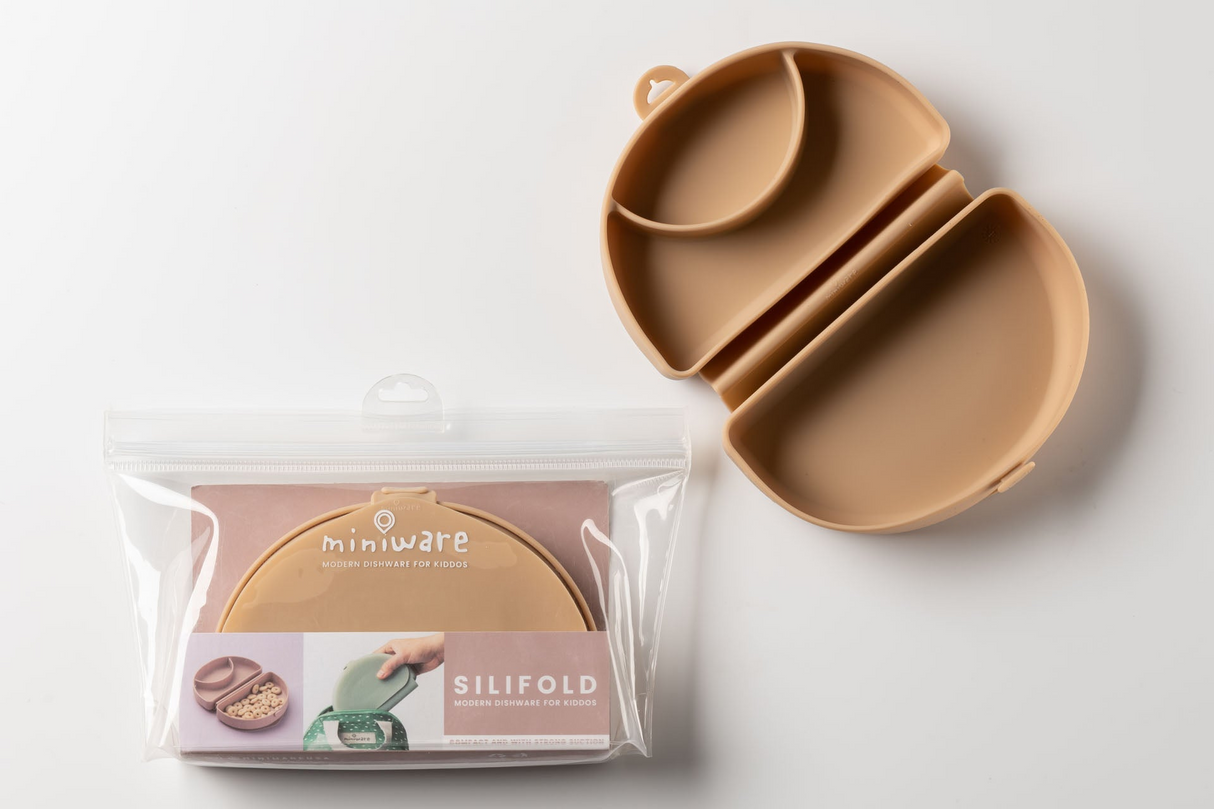 Silifold: Compact Children's Portable Plate - Almond Butter - Sumiye Co