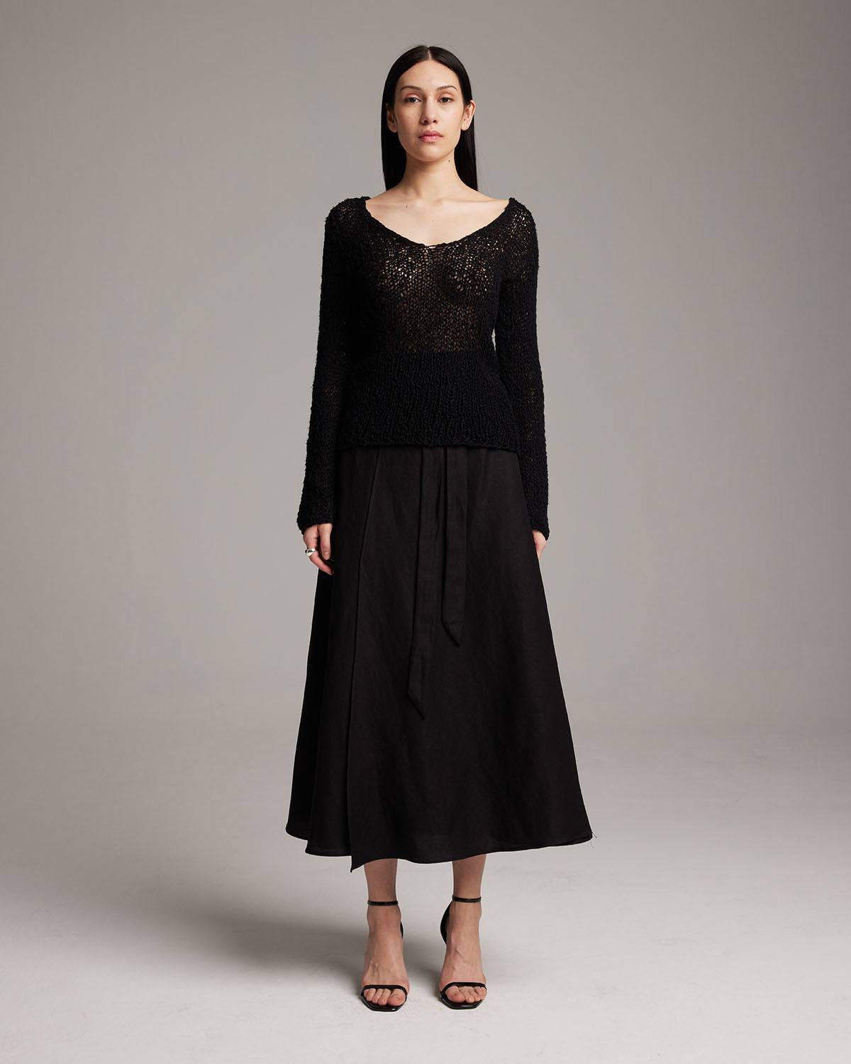 Flammé Loose Knit Long Sweater - Sumiye Co