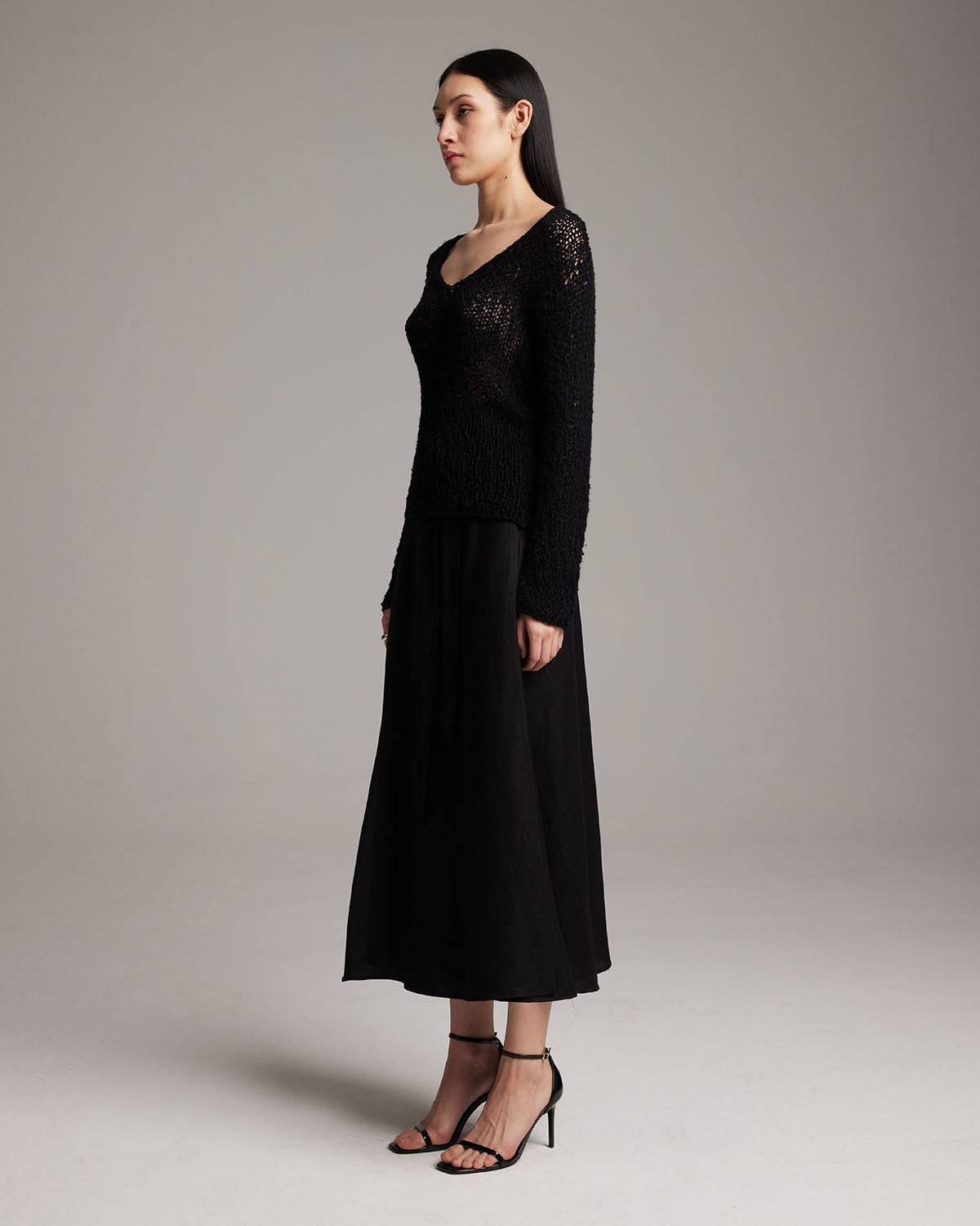 Flammé Loose Knit Long Sweater - Sumiye Co